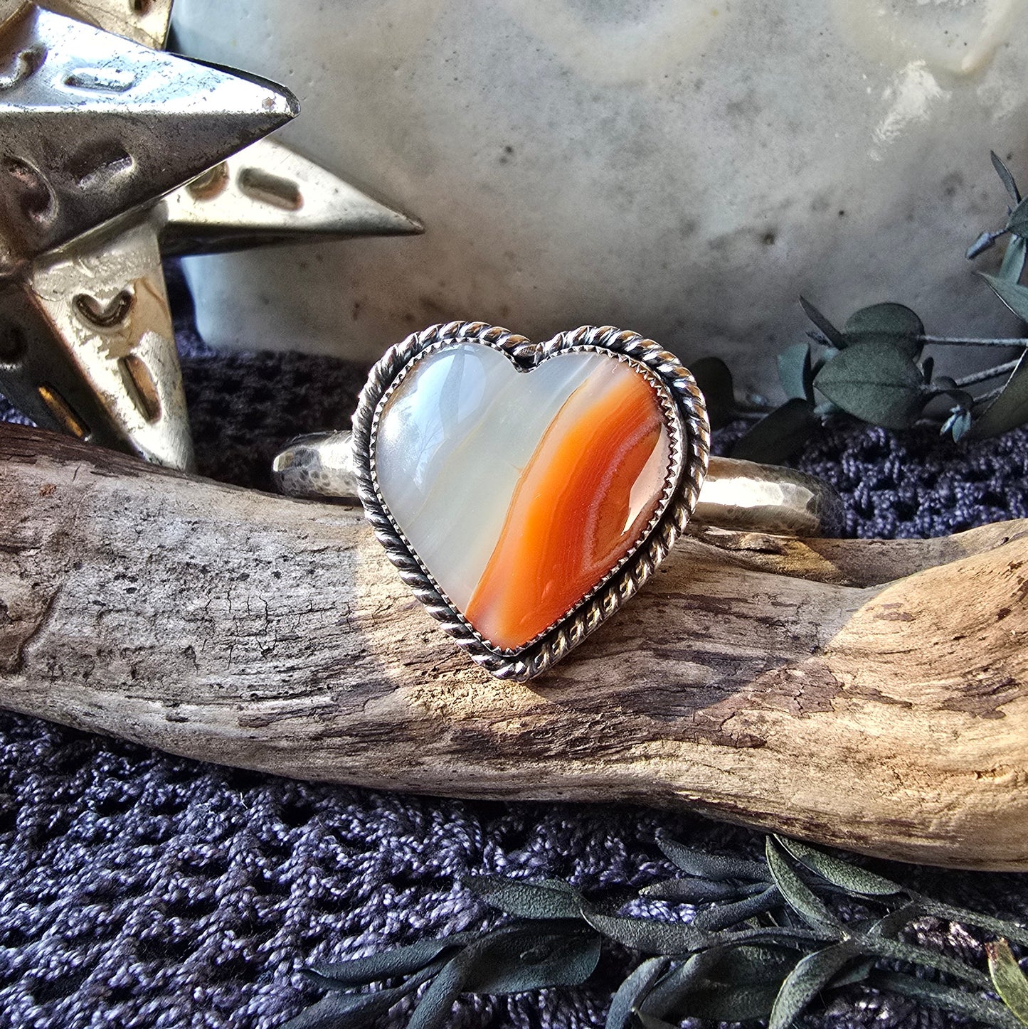 CARNELIAN Cuff Bracelet | Fine & 925 Sterling Silver Heavy Hammered Carnelian Cuff Bracelet | One Size Fits Average 7 - 7.5" Wrist