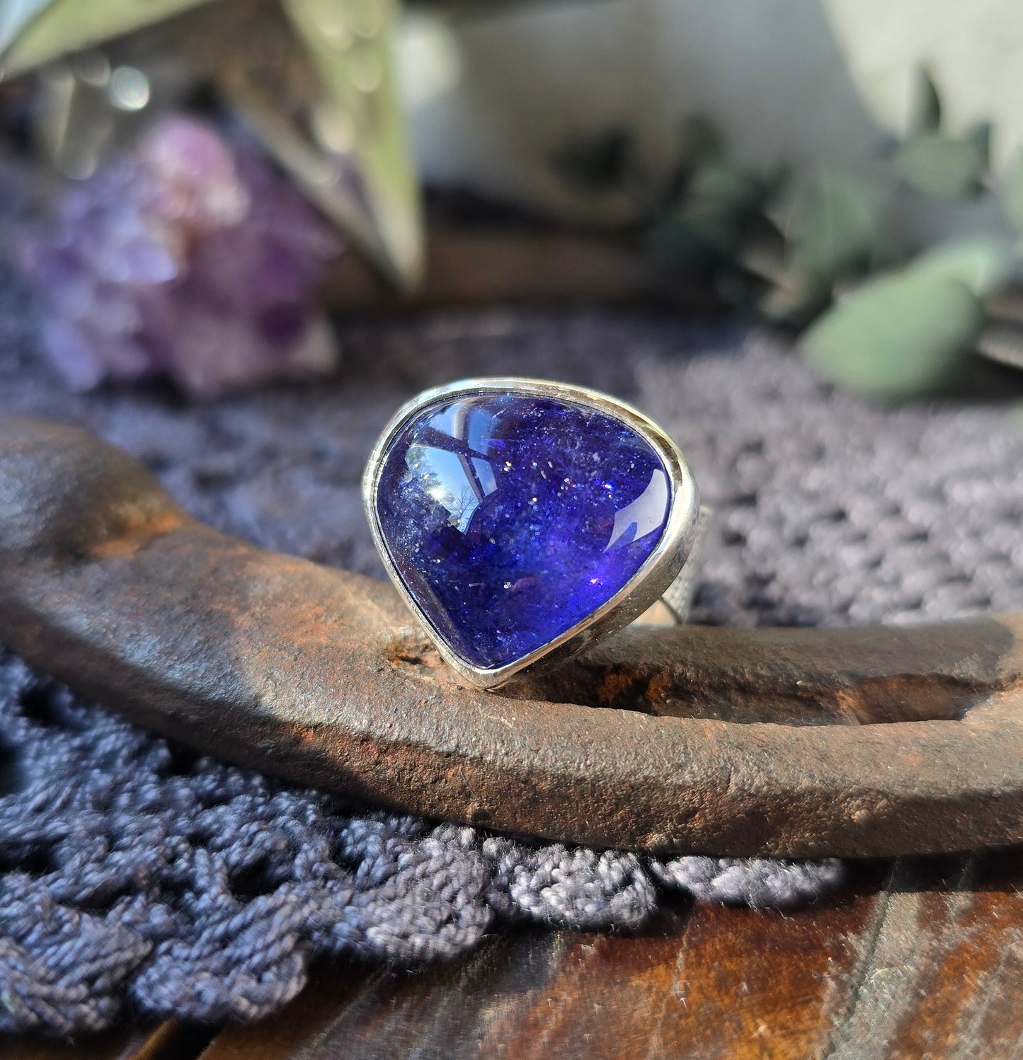 TANZANITE Silver Ring | 33 Carat Large Tanzanite Simple Statement Ring Size 9 | 925 Sterling Silver Genuine Polished Tanzania Tanzanite