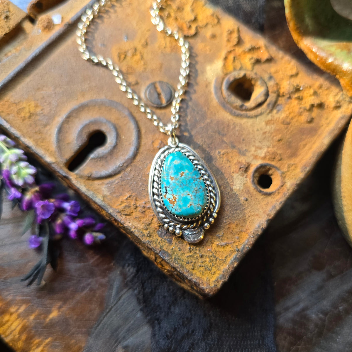 TURQUOISE Pendant Necklace | Handcrafted 925 Sterling Silver Lone Mountain Nevada Natural Web Untreated American Mined Turquoise Southwest