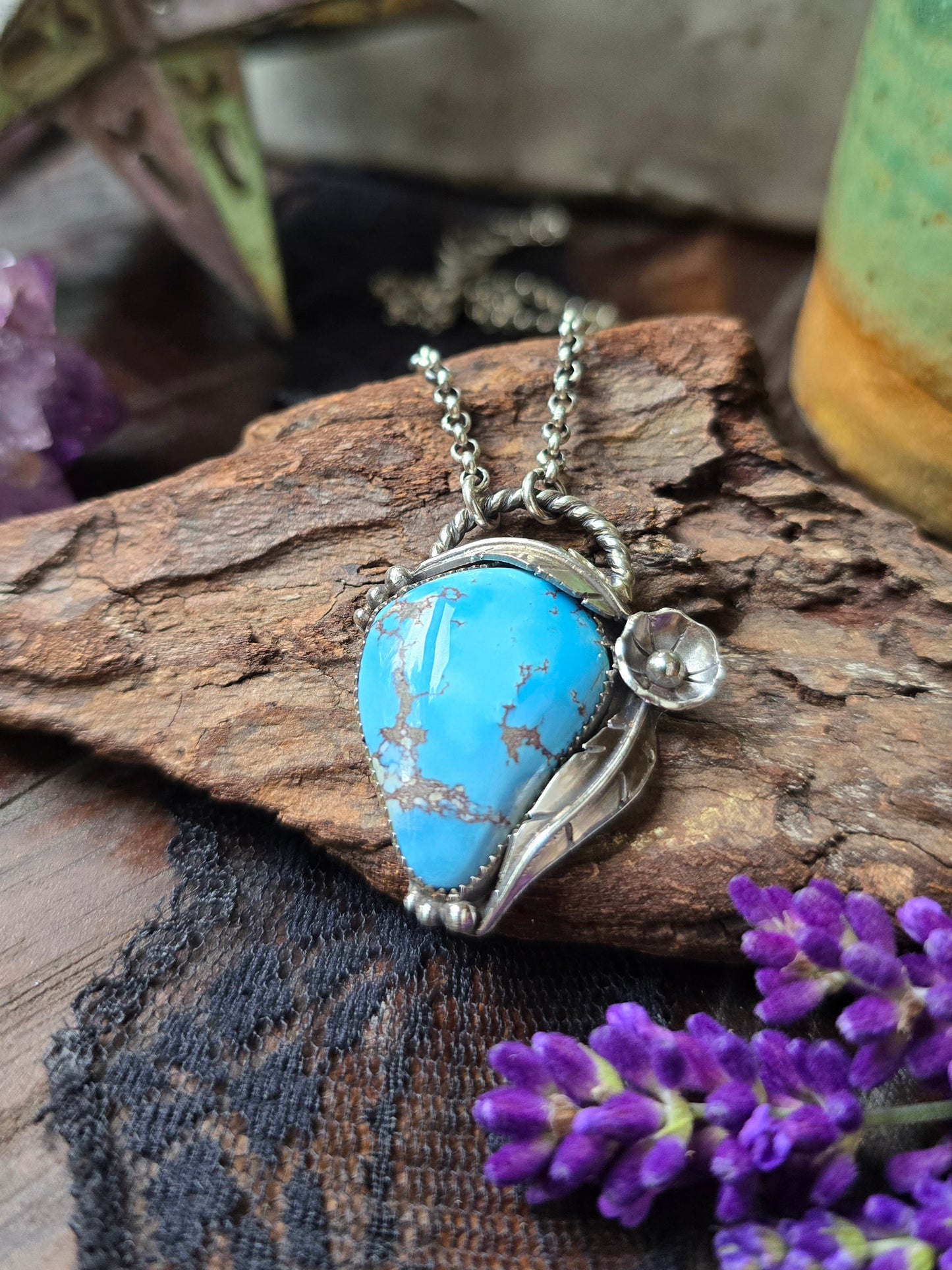 GOLDEN HILLS TURQUOISE Necklace | Fine & 925 Sterling Silver Handcrafted Genuine Untreated Authentic Blue Turquoise Feather Pendant Necklace