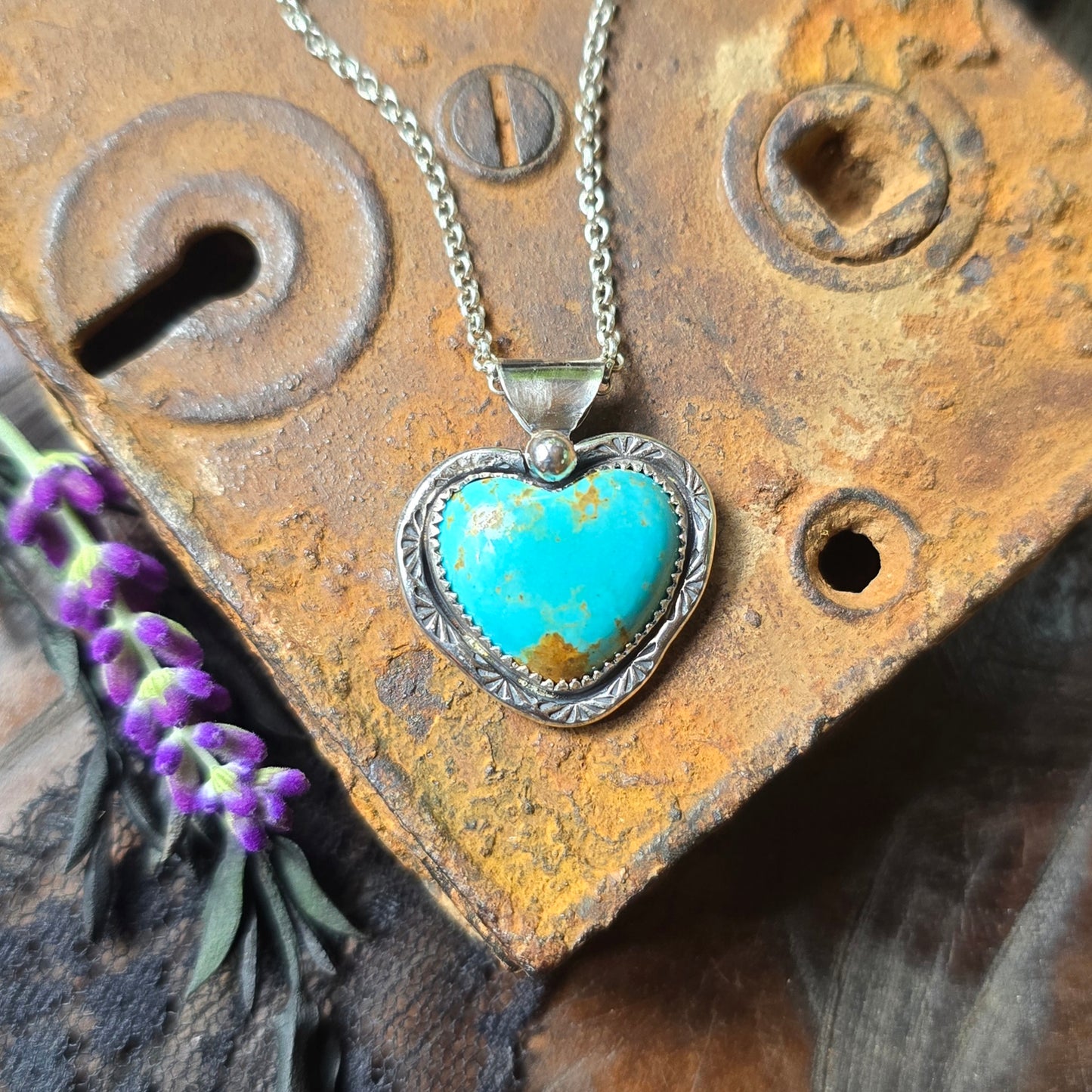 TURQUOISE HEART Necklace | Handcrafted 925 Sterling Silver Genuine Natural American Earth Mined Kingman Arizona Heart Pendant Necklace