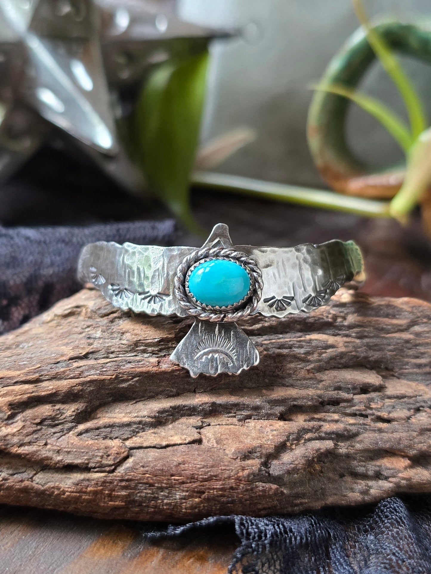 TURQUOISE HAWK Bracelet | Handcrafted 925 Sterling Silver Kingman Arizona Turquoise Native American Bird Tribal Cuff Bracelet