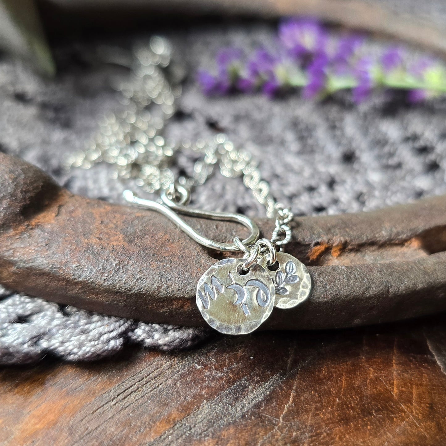 EMERALD Floral Crescent Necklace | 925 Sterling Silver Handcrafted Crescent Moon Flower Pendant Necklace