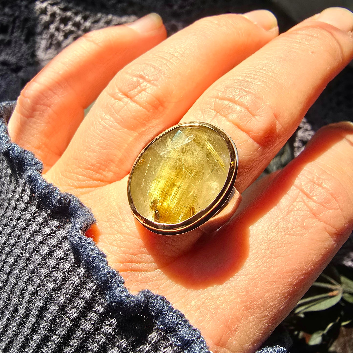 RUTILE QUARTZ Ring | Rose Cut Faceted Golden Rutilated Quartz 14k Gold Filled 925 Sterling Silver Ring | Customized Comfort Fit Domed