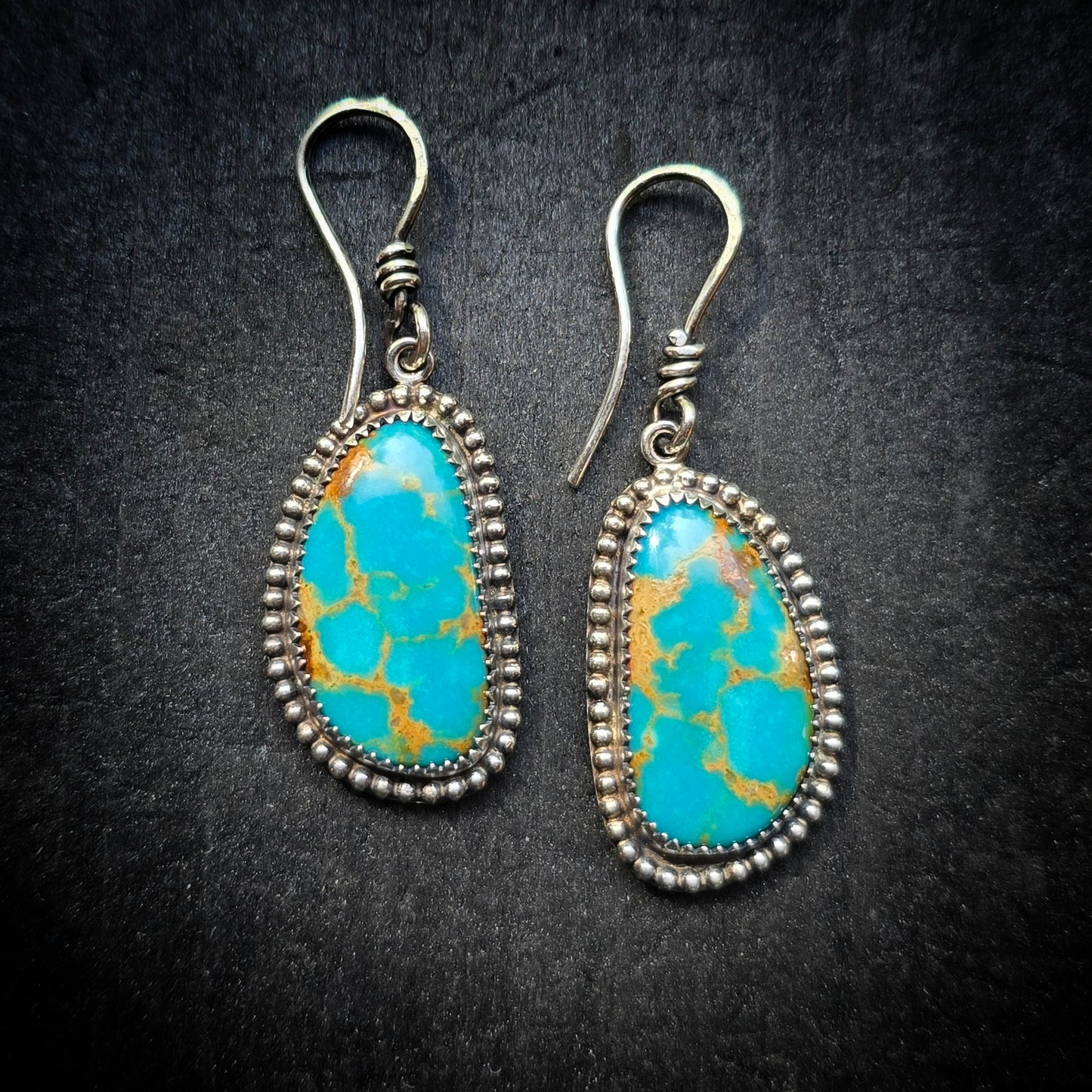 TURQUOISE Earrings | Handcrafted Natural Genuine 925 Sterling Silver Arizona Teal Turquoise Feather Southwest Dangle Earrings