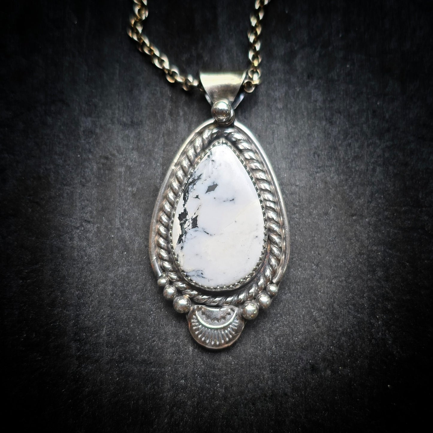 WHITE BUFFALO Pendant Necklace | Handcrafted 925 Sterling Silver 15 Ct Genuine Natural Untreated American Earth Mined Nevada White Buffalo