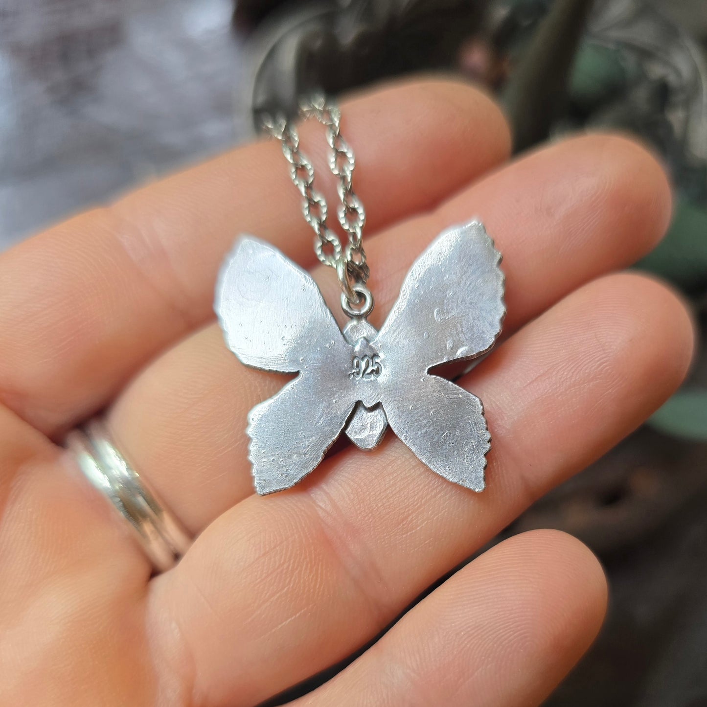 KYANITE BUTTERFLY Necklace | Rose Cut Faceted Paraiba Kyanite Handcrafted Tribal Butterfly Oxidized Sterling Silver Pendant Necklace