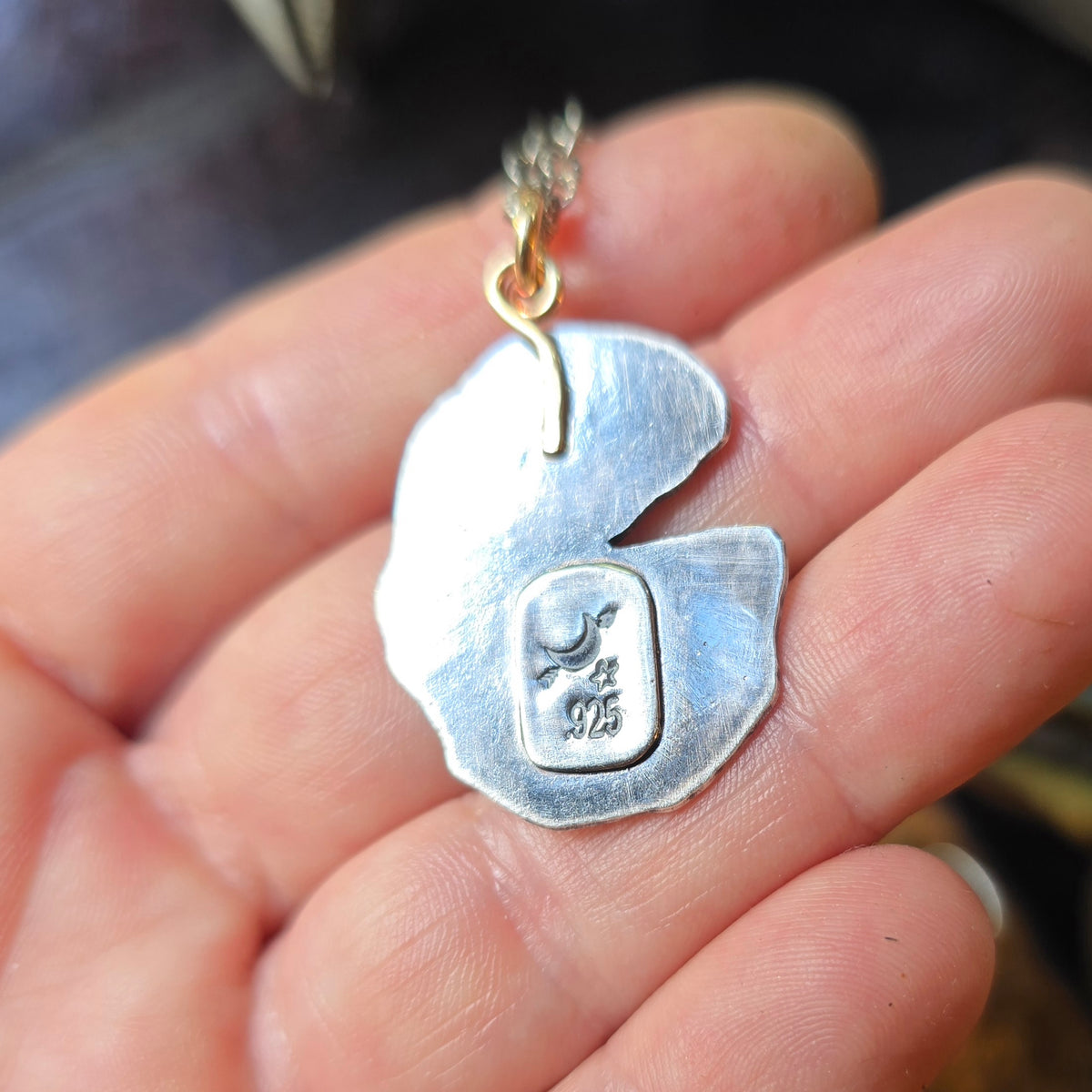 KYANITE LILLY PAD Pendant Necklace | Handcrafted 925 Sterling Silver & 14k Gold Filled Rose Cut Emerald Green Faceted Kyanite Necklace