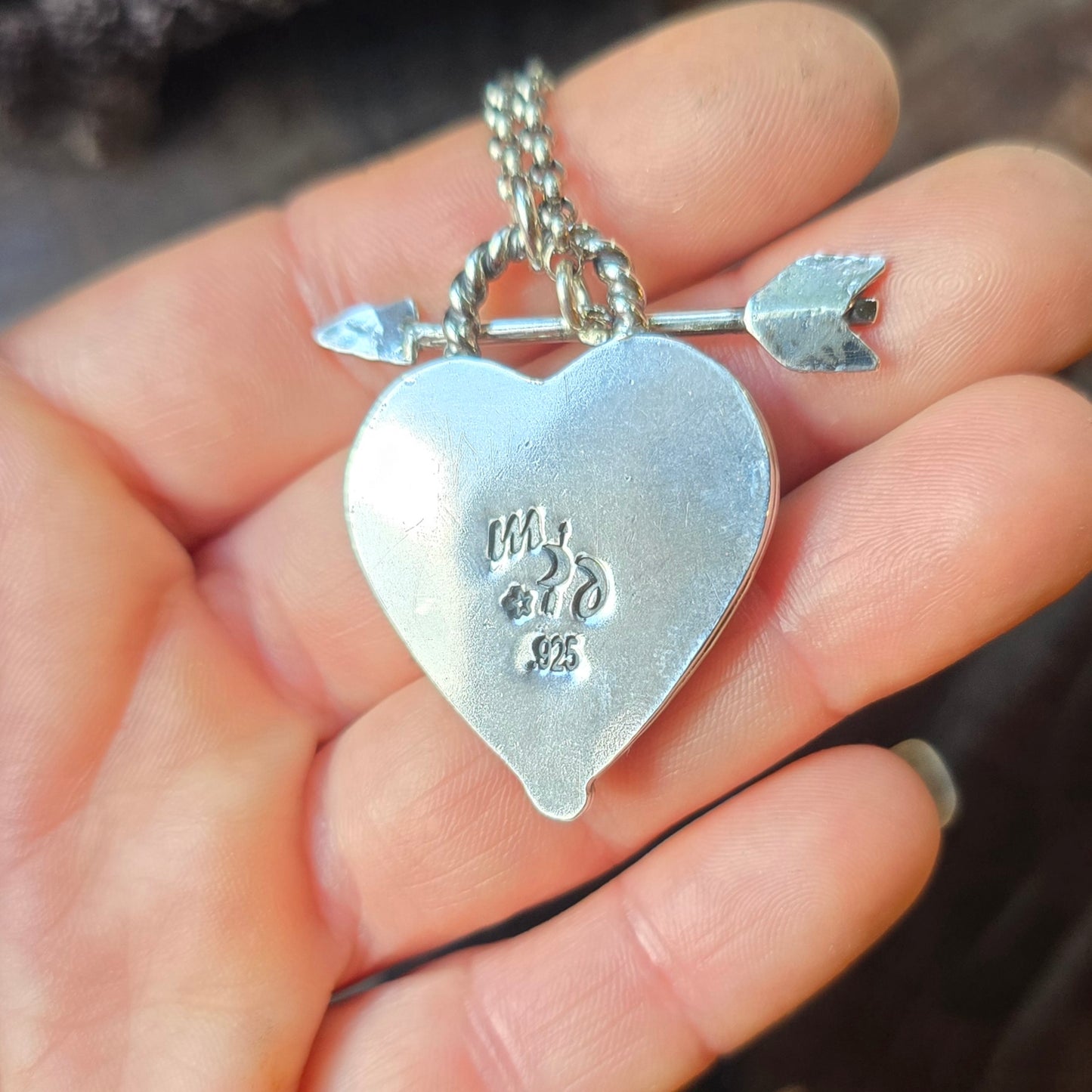 TURQUOISE HEART Necklace | 925 Sterling Silver Number 8 Nevada Turquoise Pendant Diamond Arrow Toggle