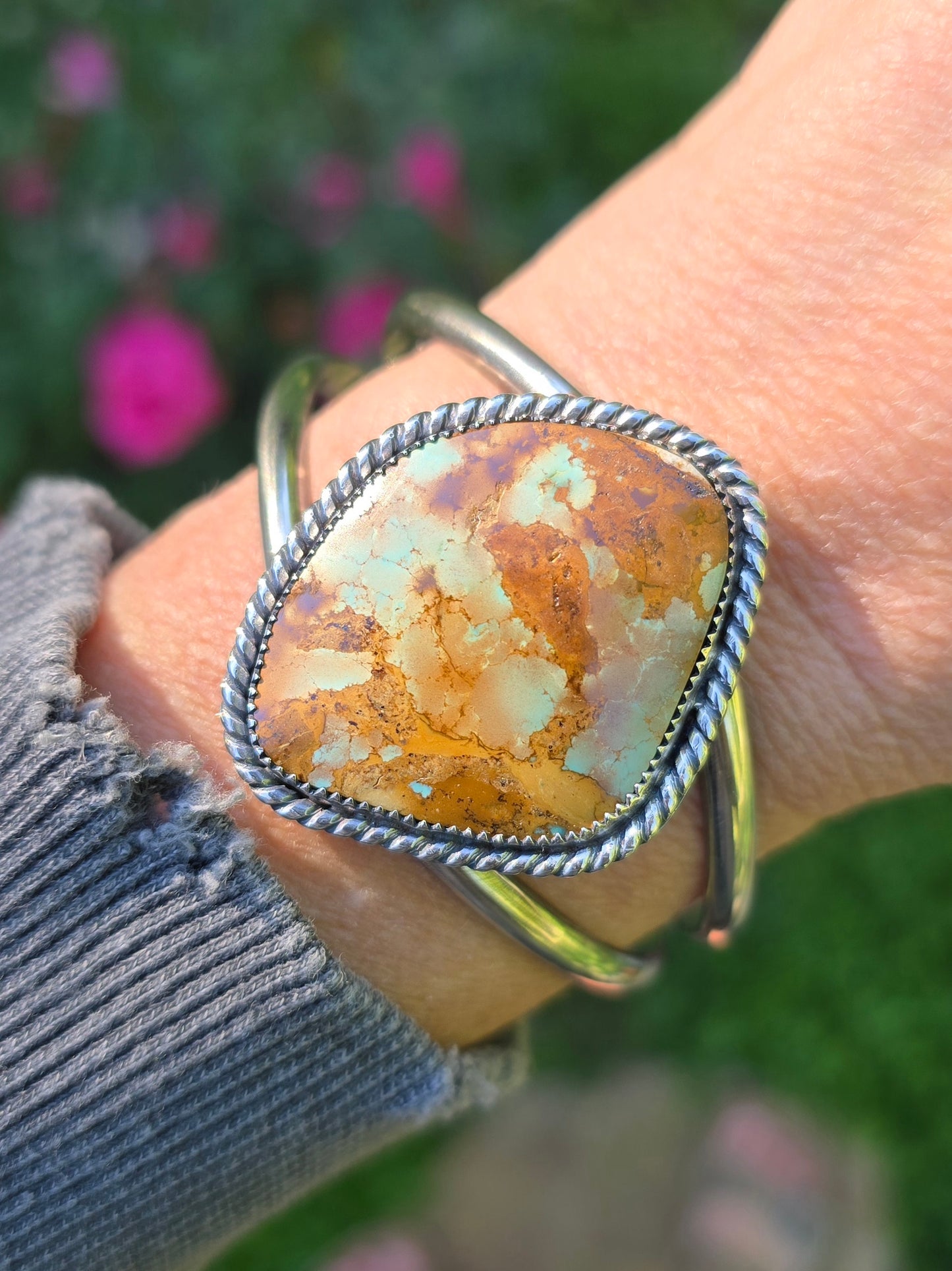 TURQUOISE CUFF Bracelet | Handcrafted American Earth Mined Stone Mountain Nevada 925 Sterling Silver Cuff Bracelet |  Size 7 Ready To Ship