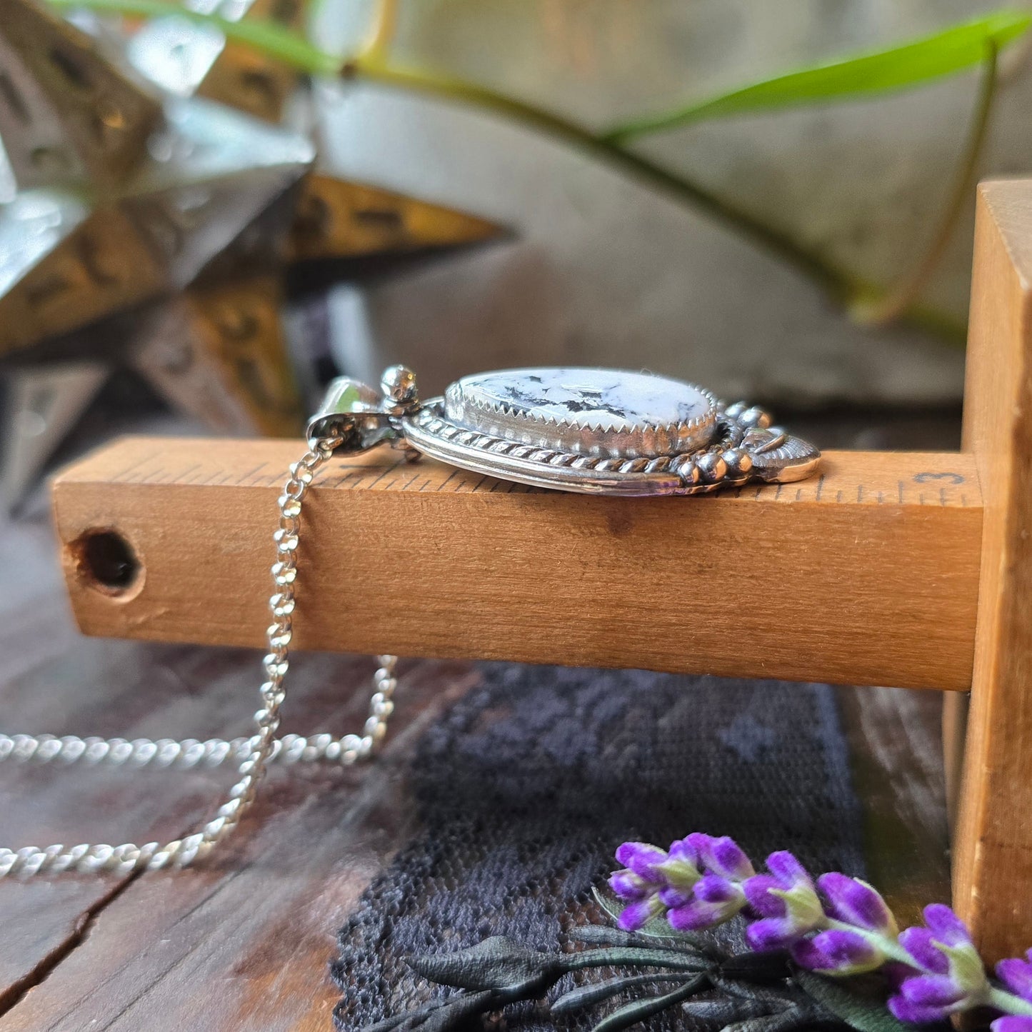 WHITE BUFFALO Pendant Necklace | Handcrafted 925 Sterling Silver 15 Ct Genuine Natural Untreated American Earth Mined Nevada White Buffalo