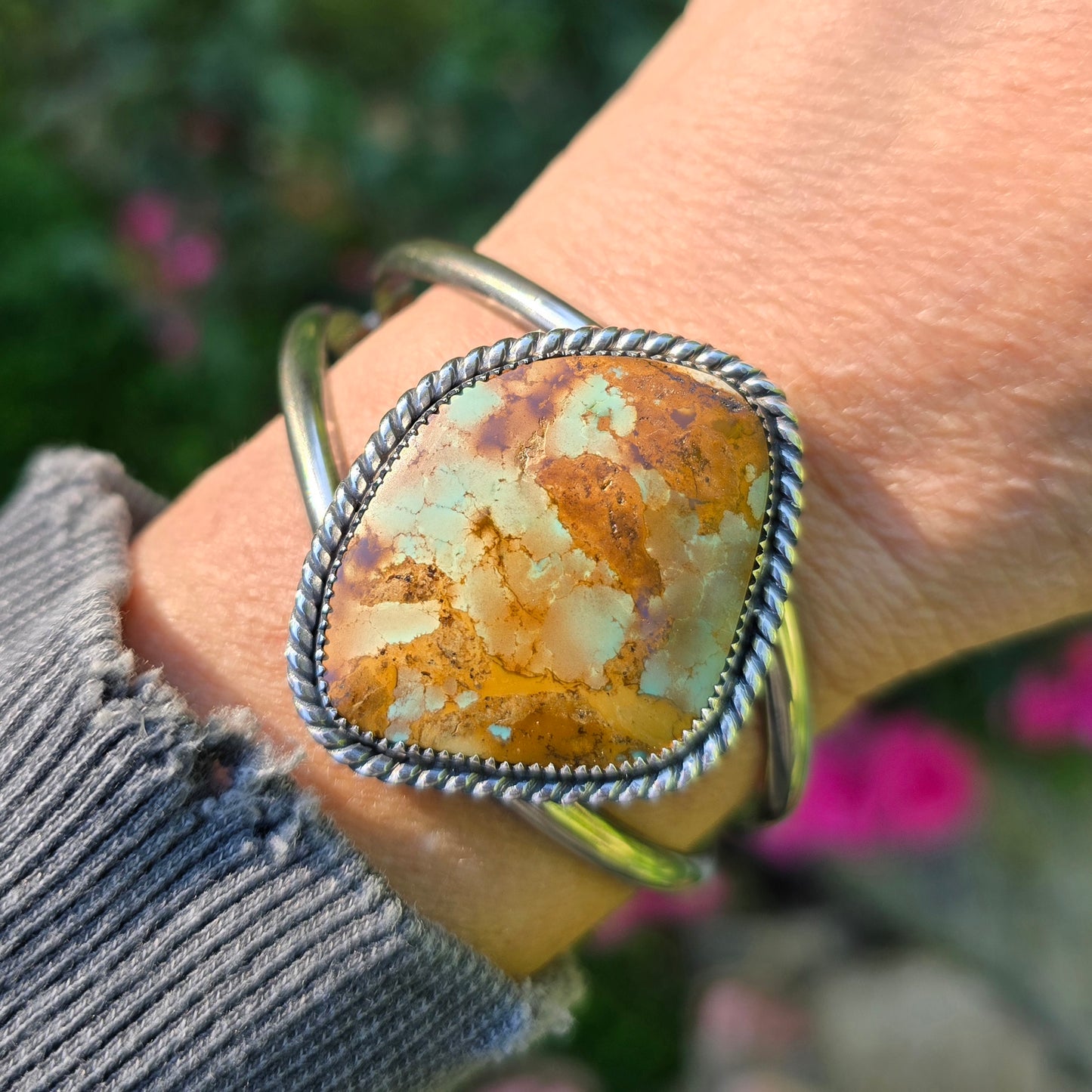 TURQUOISE CUFF Bracelet | Handcrafted American Earth Mined Stone Mountain Nevada 925 Sterling Silver Cuff Bracelet |  Size 7 Ready To Ship