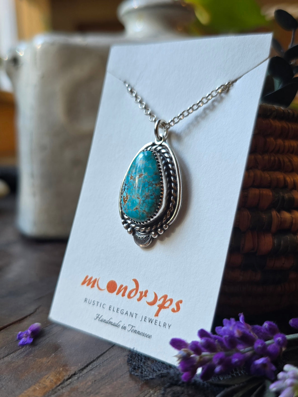 TURQUOISE Pendant Necklace | Handcrafted 925 Sterling Silver Lone Mountain Nevada Natural Web Untreated American Mined Turquoise Southwest