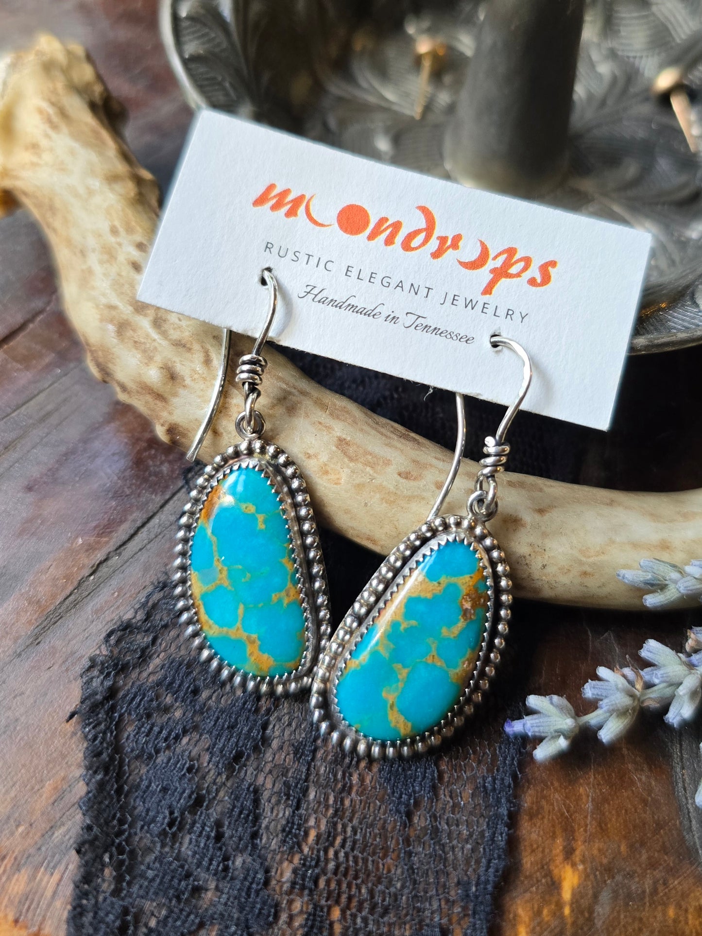 TURQUOISE Earrings | Handcrafted Natural Genuine 925 Sterling Silver Arizona Teal Turquoise Feather Southwest Dangle Earrings