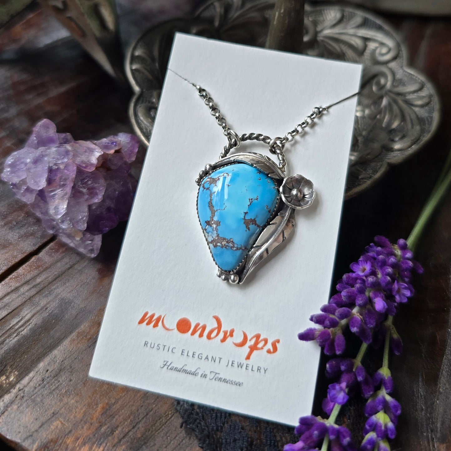 GOLDEN HILLS TURQUOISE Necklace | Fine & 925 Sterling Silver Handcrafted Genuine Untreated Authentic Blue Turquoise Feather Pendant Necklace