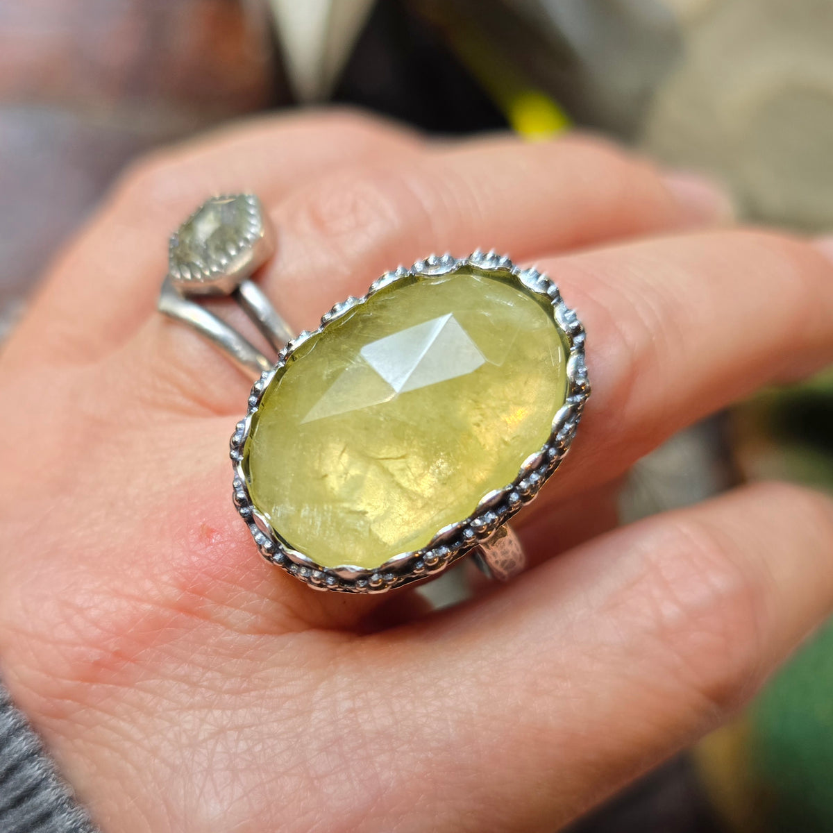 LEMON QUARTZ Ring | Handcrafted 925 Sterling Silver Rose Cut Shimmering Yellow Quartz Ring Made to Size