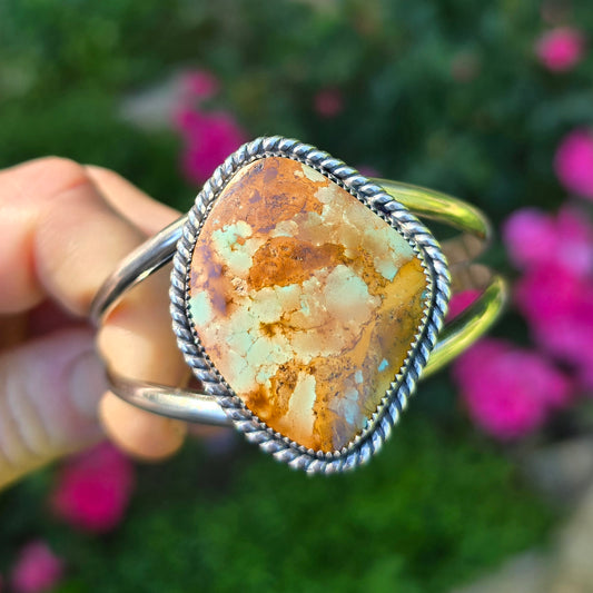 TURQUOISE CUFF Bracelet | Handcrafted American Earth Mined Stone Mountain Nevada 925 Sterling Silver Cuff Bracelet |  Size 7 Ready To Ship