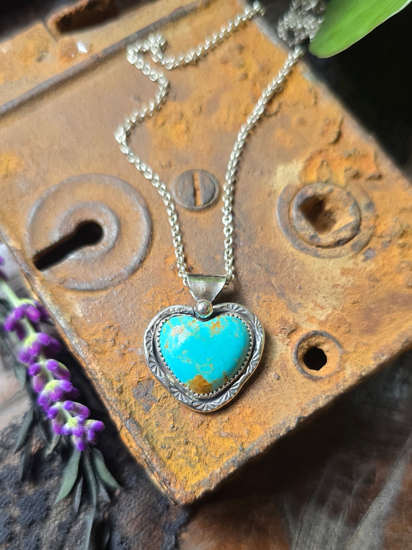 TURQUOISE HEART Necklace | Handcrafted 925 Sterling Silver Genuine Natural American Earth Mined Kingman Arizona Heart Pendant Necklace