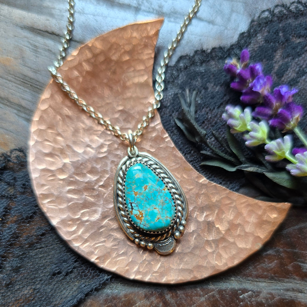 TURQUOISE Pendant Necklace | Handcrafted 925 Sterling Silver Lone Mountain Nevada Natural Web Untreated American Mined Turquoise Southwest