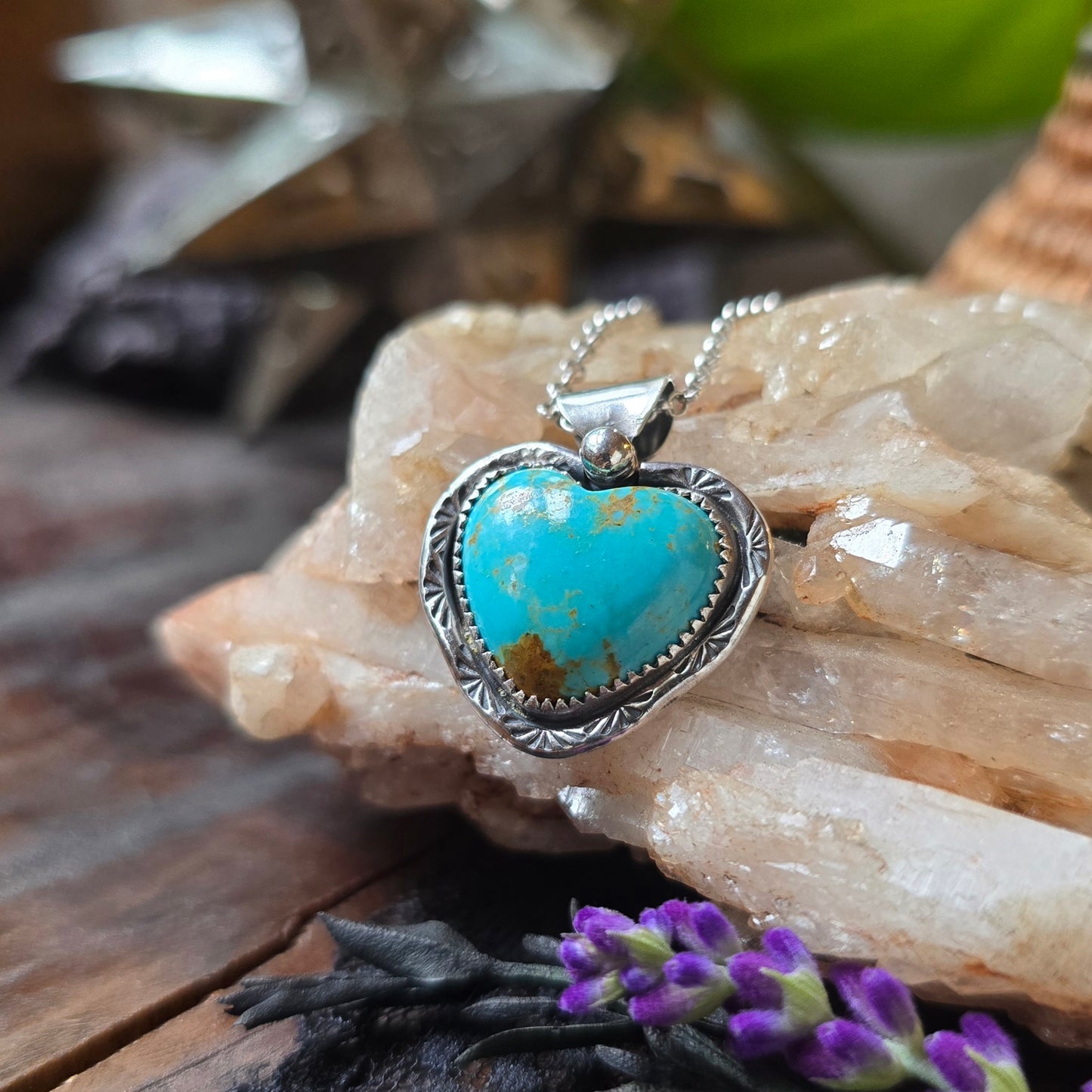 TURQUOISE HEART Necklace | Handcrafted 925 Sterling Silver Genuine Natural American Earth Mined Kingman Arizona Heart Pendant Necklace