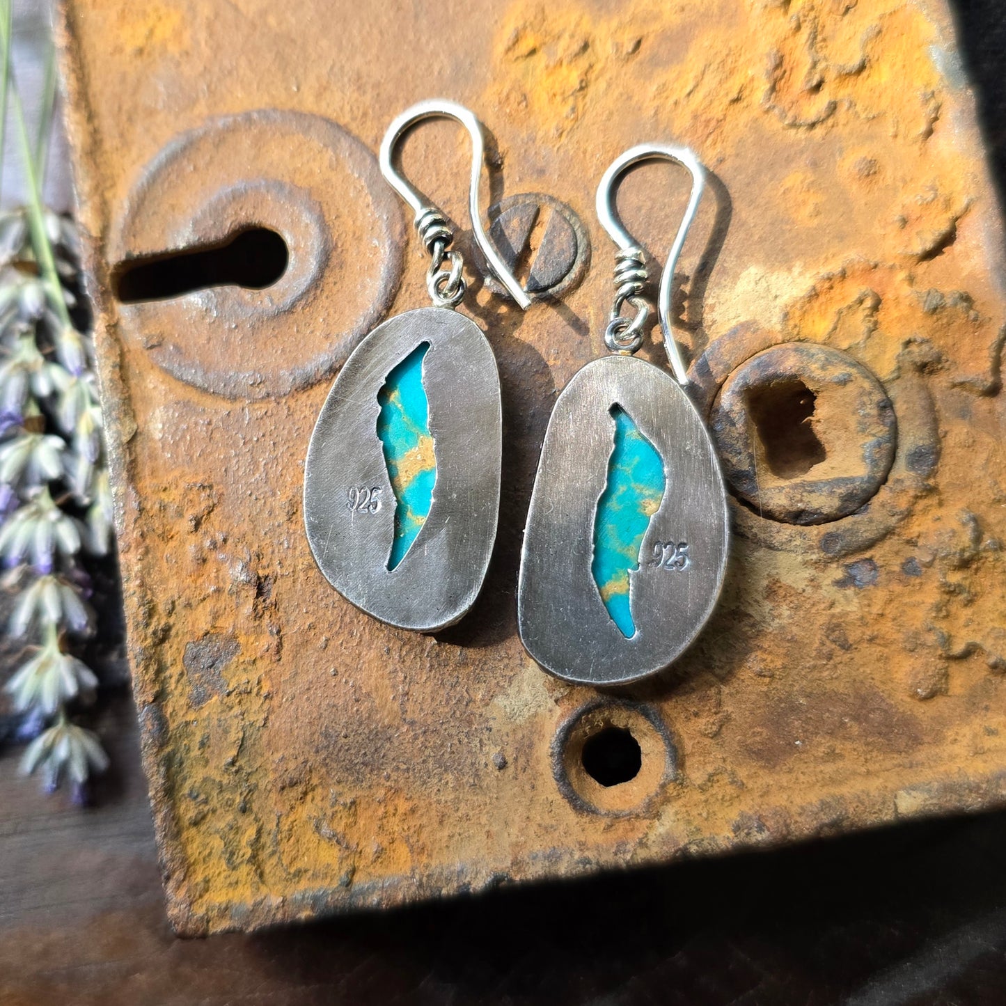 TURQUOISE Earrings | Handcrafted Natural Genuine 925 Sterling Silver Arizona Teal Turquoise Feather Southwest Dangle Earrings