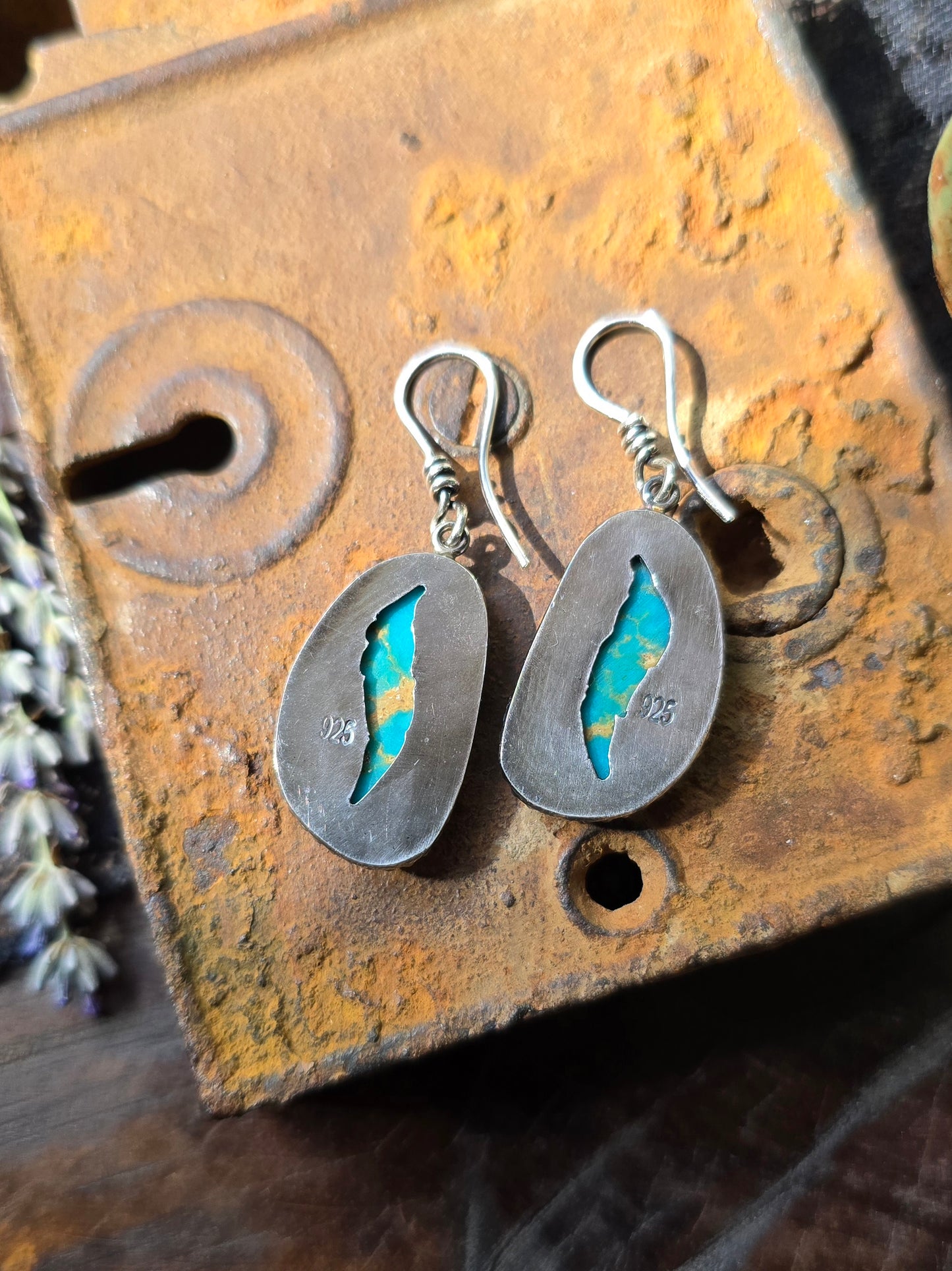 TURQUOISE Earrings | Handcrafted Natural Genuine 925 Sterling Silver Arizona Teal Turquoise Feather Southwest Dangle Earrings
