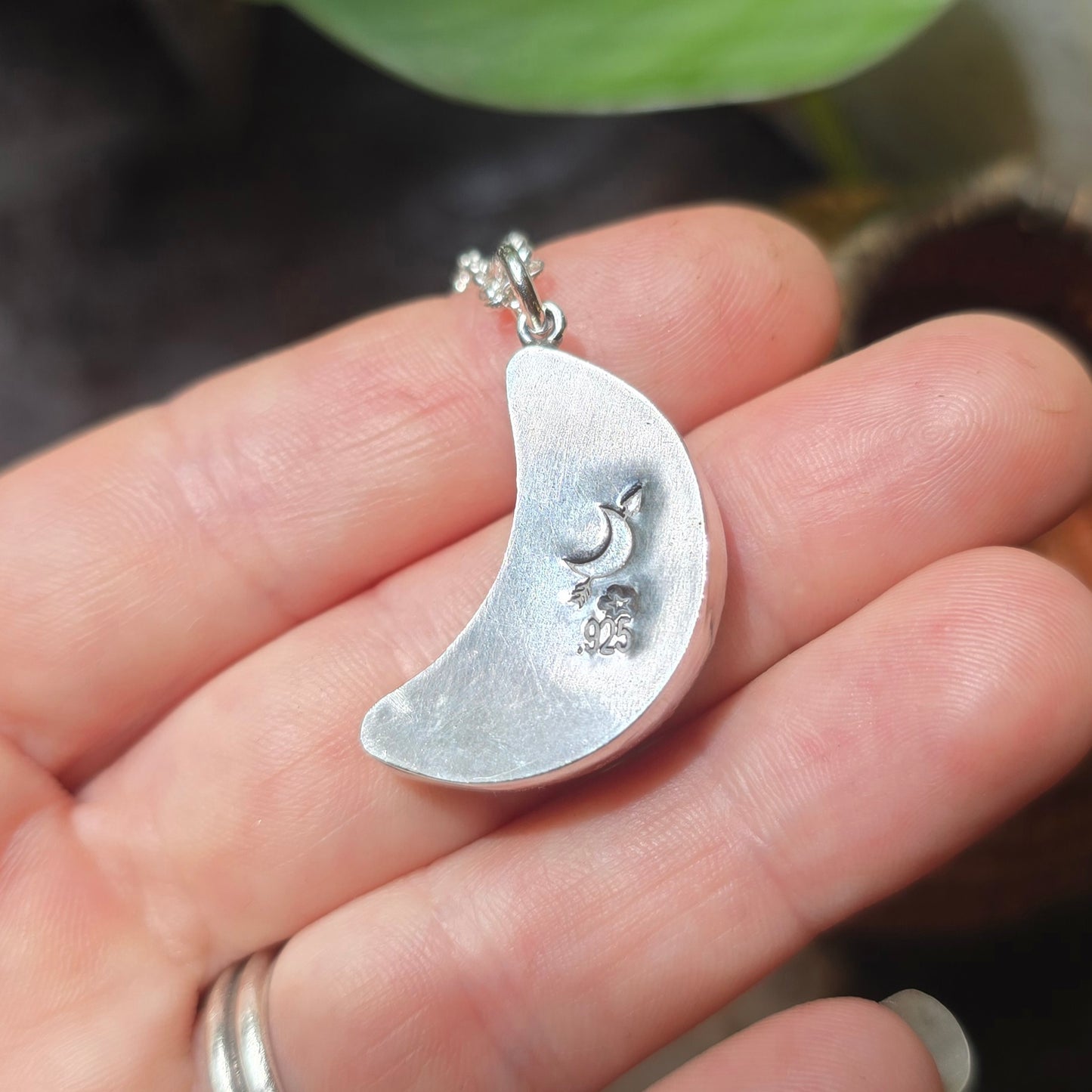 TURQUOISE CRESCENT MOON Necklace | Handcrafted 925 Sterling Silver Natural Untreated Kingman Arizona American Earth Mined Turquoise Pendant